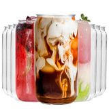 Nervure 12'li Paket Plastik Bardak Şeklinde - 463 ml Plastik İçme Klasik Bardaklar - Bira Kutusu Plastik Bardaklar - Buzlu Kahve Sevimli Bardak Bardak Smoothie, Boba Çayı, Kokteyl için Soğuk İçme