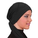 NERVÜRLÜ BAĞLAMA SİYAH HAZIR TÜRBAN TESETTÜR BONE