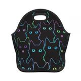 Nerxy Kedi Yalıtımlı Neopren Öğle Yemeği Çantası Sevimli Kediler Küçük Bez Çocuklar Yetişkinler İçin Siyah Termal Çuval Sanat Yeniden Kullanılabilir Konteyner Okul Piknik Kamp Açık Havada, 11,4x5,5x11