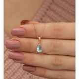 Nerze 925 Damla Aquamarin Taşlı Kadın Gümüş Kolye