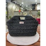 Nes Design Siyah Simli Hasır Clutch Çanta - 0 - Siyah - Renk