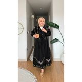 Nes Moda Kadın Nakışlı Keten Takım Gömlek Etek Tesettür Elbise