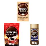 Nescafé 2x250 gr Gold Filtre Kahve + 100 gr Classic Çözünebilir Kahve + 100 gr Cam Gold Kafeinsiz Çözünebilir Kahve