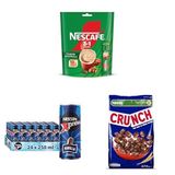 NESCAFÉ Fındık Aromalı Beyazlatıcılı Çözünebilir Kahve Karışımı 10x17 g x 2, NESTLÉ Nescafé Xpress Vanilla Soğuk Kahve 24x250 ML x 1, Nestle Crunch Tam Tahıl Ve Pirinç Gevreği 375gr x 1