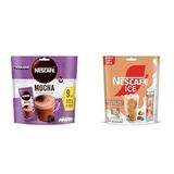 NESCAFÉ Mocha Çikolatalı ve Köpüklü Çözünebilir Kahve Karışımı, 9x17 g ve Ice – Toffee Nut Aromalı 10'lu Paket (10x10.6 G)