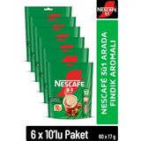 Nescafe 3ü1 Arada Fındık Aromalı Çözünebilir Kahve 17G 10'lu Paket 10X6 - Kahve Karışımı - 4 Adet