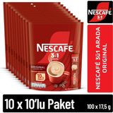 Nescafe 3ü1 Arada Original Çözünebilir Kahve 10 x 10'lu Paket 100 x 17,5 gr Zengin Tat Menşei Türkiye - 1 Adet