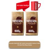 Nescafe Gold 600 GR %100 Çözünebilir Kahve 2 Adet X 6 Adet Red Mug