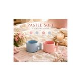 nescan Pastel Soft 2'li Seramik Kupa Takımı 250 ml | Pembe & Mavi Minimal Kahve Fincanı Seti