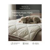 NESCO %100 Merinos Kuzu Yünü Yatak Pedi, Organik Yatak Koruyucu, Yıkanabilir Yün Yatak Pedi, Doğal Konfor