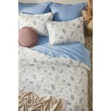 Nesco %100 Pamuk Tek Kişilik Nevresim Takımı 160X220 cm Lastikli Çarşaflı Mavi Çiçek Desenli - 160 x 220 cm