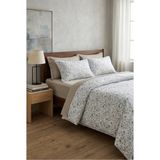 Nesco %100 Pamuk Tek Kişilik Nevresim Takımı 160X220 cm Lastikli Çarşaflı Sarı Çiçek Desenli Bej - 160 x 220 cm
