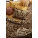 Nesco Battal Boy %100 Pamuk Nevresim Takımı 220X240 Leopar Desenli Nevresim + Düz Hardal Çarşaf - Beyaz - 220 x 240 cm