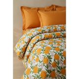Nesco Battal Boy Nevresim Takımı Turuncu Portakal Desenli 220X240 Lastikli Çarşaflı 4 Yastıklı %100 Pamuk - Renkli - 220 x 240 cm