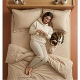 Nesco Bej Battal Boy %100 Pamuk Nevresim Takımı 220X240 Nevresim 180X200 Çarşaf 4 Yastık Kılıfı - 220 x 240 cm