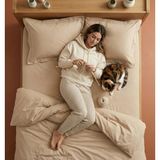 Nesco Bej Çift Kişilik %100 Pamuk Nevresim Takımı 200X220 Nevresim 160X200 Çarşaf 4 Yastık Kılıfı - 200 x 220 cm