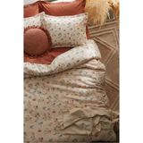 Nesco Çiçek %100 Pamuk Çift Kişilik 200x220 6 Parça Nevresim Takımı | 160x200x35 Lastikli Çarşaf + 4 Yastık - Pembe - 200 x 220 cm