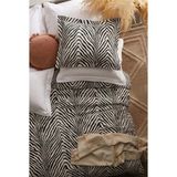 Nesco Çift Kişilik %100 Pamuk Nevresim Takımı 200X220 Zebra Desenli Nevresim + Düz Beyaz Çarşaf - Siyah - 200 x 220 cm