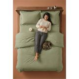 Nesco Haki Yeşil Çift Kişilik %100 Pamuk Nevresim Takımı 200X220 Nevresim 160X200 Çarşaf 4 Yastık Kılıfı - 200 x 220 cm