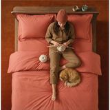 Nesco Kiremit Çift Kişilik %100 Pamuk Nevresim Takımı 200X220 Nevresim 160X200 Çarşaf 4 Yastık Kılıfı - Kahverengi - 200 x 220 cm