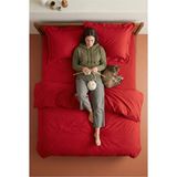 Nesco Kırmızı %100 Pamuk Çift Kişilik 200x220 6 Parça Nevresim Takımı | 160x200x35 Lastikli Çarşaf + 4 Yastık - 200 x 220 cm
