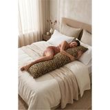 Nesco Leopar Desenli Dolgulu Uzun Yastık 40X120 cm %100 Pamuk Dekoratif Yastık Hamile Yan Yatış Yastığı - 40 x 120 cm - Beyaz
