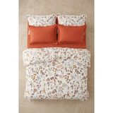 Nesco Tarçın Yarprak %100 Pamuk 220X240 Battal Boy Nevresim Takımı + Lastikli Tarçın Çarşaf + 4 Yastık - Beyaz - 220 x 240 cm