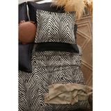 Nesco Tek Kişilik 160X220 Zebra Desenli Nevresim Takımı 100X200 Lastikli Çarşaflı - Siyah - 220 x 200 cm