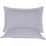 Nesco Volanlı Yastık Kılıfı Seti %100 Pamuk (2 Adet) Fermuarlı - Gri - 50 x 70 cm