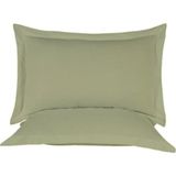 Nesco Volanlı Yastık Kılıfı Seti %100 Pamuk (2 Adet) Fermuarlı - Haki - 50 x 70 cm