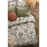 NESCO Yeşil Çiçek %100 Pamuk 220x240 Battal Boy Nevresim Takımı + Lastikli Adaçayı Çarşaf + 4 Yastık