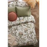 Nesco Yeşil Çiçek Desenli %100 Pamuk 200X220 Çift Kişilik Nevresim Takımı + Lastikli Çarşaf + 4 Yastık - Beyaz - 200 x 220 cm