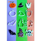 nescook Cadılar Bayramı Şapka Balkabağı Hayalet Yarasa Ev Iskelet kurabiye kalıbı halloween kabak
