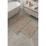 Neşe Home Collection Banyo Paspas Seti 2'li |Makinede Yıkanabilir | Leke Tutmaz Klozet Takımı 60X100-40X60CM - Bej