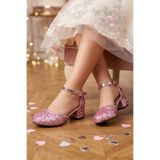 NeSe Shoes Işıl Işıl Kız Çocuk Topuklu Ayakkabı, Abiye Ayakkabı, Yeni Sezon, Pırıltılı