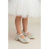 NeSe Shoes Işıltılı ve Taşlı Fiyonklu Kız Çocuk Topuklu Ayakkabı, Abiye Ayakkabı, Yeni Sezon, Pırıltılı Sedefdekolte - 27-Lacivert