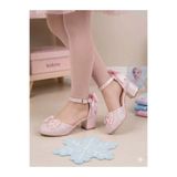 NeSe Shoes Kız Çocuk Topuklu Ayakkabı, Simli ve Fiyonklu Abiye Ayakkabı, Yeni Sezon, Pırıltılı — AF Pembe