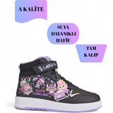 NeSe Shoes Labu Labu Baskılı Bilekli Kız Çocuk Spor Ayakkabısı Sneaker — Siyah-Mor