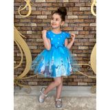 Neşeli Bebek Frozen Elsa Mavi Elbise Kız Çocuklar İçin Özel Olaylarda Şık ve Rahat Tasarım - 7 Yaş