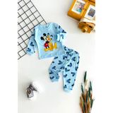 Neşeli Bebekler Baby Mickey Ve Pluto Baskılı Pijama Takım Mavi