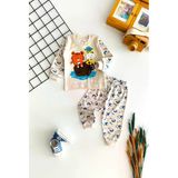Neşeli Bebekler Baby Sevimli Denizciler Baskılı Pijama Takım Bej