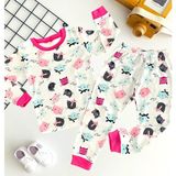 Neşeli Bebekler Kedicikler Desen Pijama Takımı - 3 - 6 Ay - Pembe