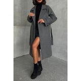 Neşeli Butik Kadın Astarlı Antrasit Ithal Kaşe Kaban NBG048 - 36