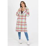 Neşeli Butik Kadın Düğme Detaylı Cepli Ekose Kaşe Kaban NB9018 - XL - Mint