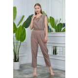 Neşeli Butik Vizon Kadın Vatkalı Kemer Detaylı Sıfır Kol Cepli Tulum Nb10051