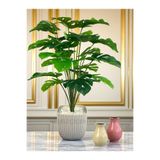 NEŞELİ ÇİÇEKLER Yapay Ağaç Monstera Deve Tabanı Bitkisi 24 Yaprak 80 cm Plastik Saksı Yapay Ev Dekor