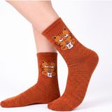 Neşeli Çoraplar Bitik Kedi Desenli Unisex Çorap - Kahverengi