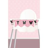 neşeli günlerim Minnie Mouse Pink Temalı Two Banner (KALIN KAĞIT) Doğum Günü