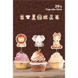 neşeli günlerim Safari Hayvanları Pastel *Kürdanlı Cupcake Süsü *20'li Kalın Kağıt