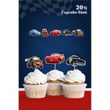 neşeli günlerim Şimşek Mcqueen Cars Temalı Doğum Günü Kürdanlı Cupcake Süsü 20'li
